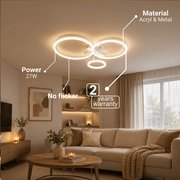 LED Chandelier with Remote Control BETTY 40W, 3 Circles, Cold/Warm/Neutral Light, Dimmable, White, Metal and Acrylic LED Chandeliers with Remote Control Default Title Alessandro Design