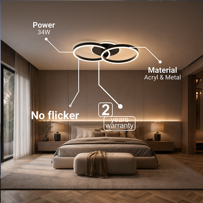 LED Chandelier with remote control RIGA LILITH 34W, 2 Circles, Cold/Warm/Neutral light, Dimmable, Black LED Chandeliers with Remote Control Default Title Alessandro Design