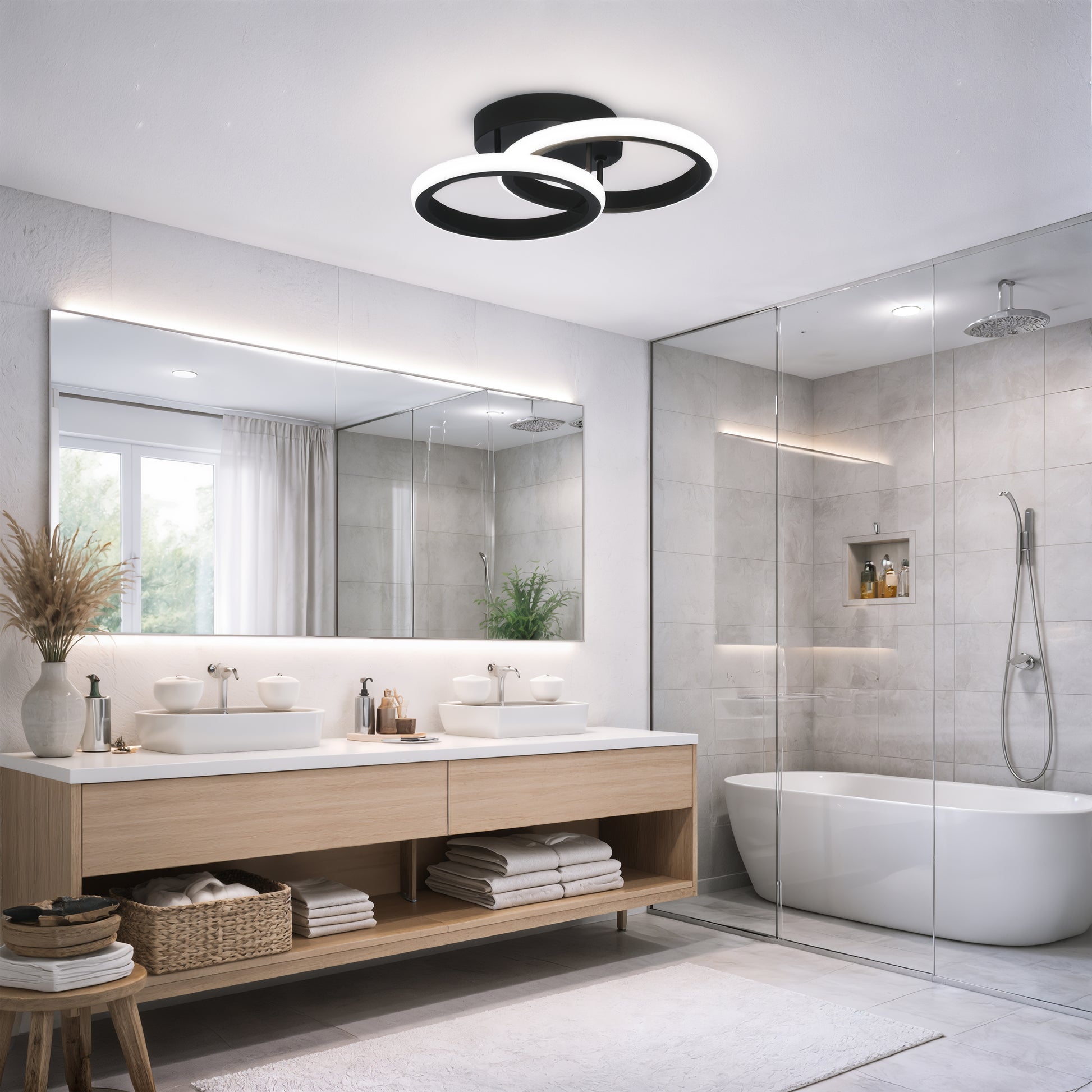 LED Chandelier VERTEX CIRCULA 21W, 2 Circles, Metal Frames, Cool/Warm/Neutral Light 3000K/4000K/6000K, Black, Metal LED Chandeliers Default Title Alessandro Design