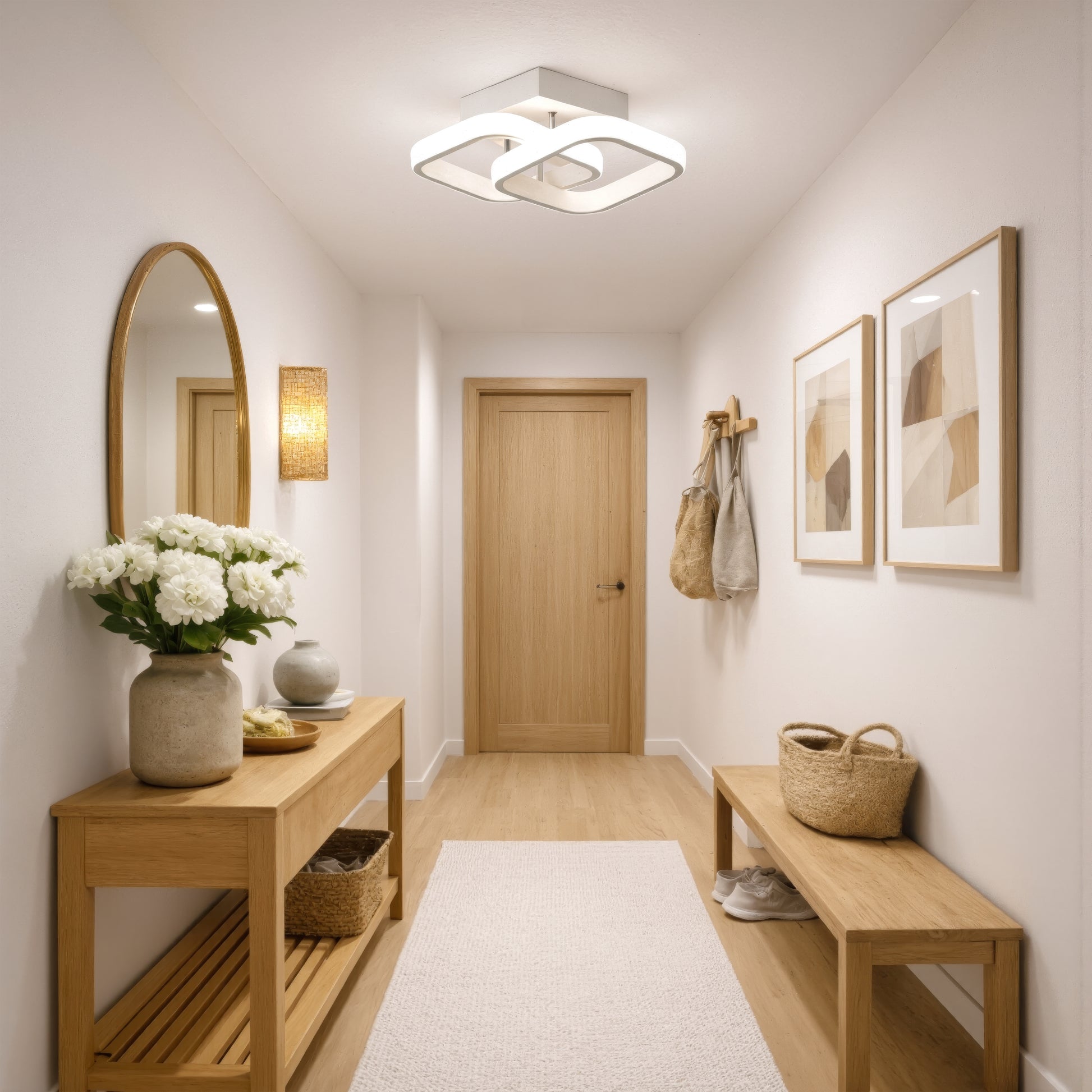 VERTEX Matrix LED Chandelier, Overlapping Diamonds, Metal Frames, 24W, 2 Diamonds, Cold/Warm/Neutral Light 3000K/4000K/6000K, White LED Chandeliers Default Title Alessandro Design