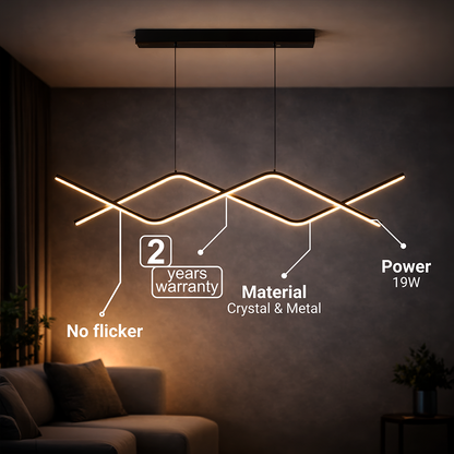 Suspended LED chandelier with remote control ZIGZAG 27W, Cold/Warm/Neutral light, Dimmable, Black, Height Adjustable LED Chandeliers with Remote Control Default Title Alessandro Design