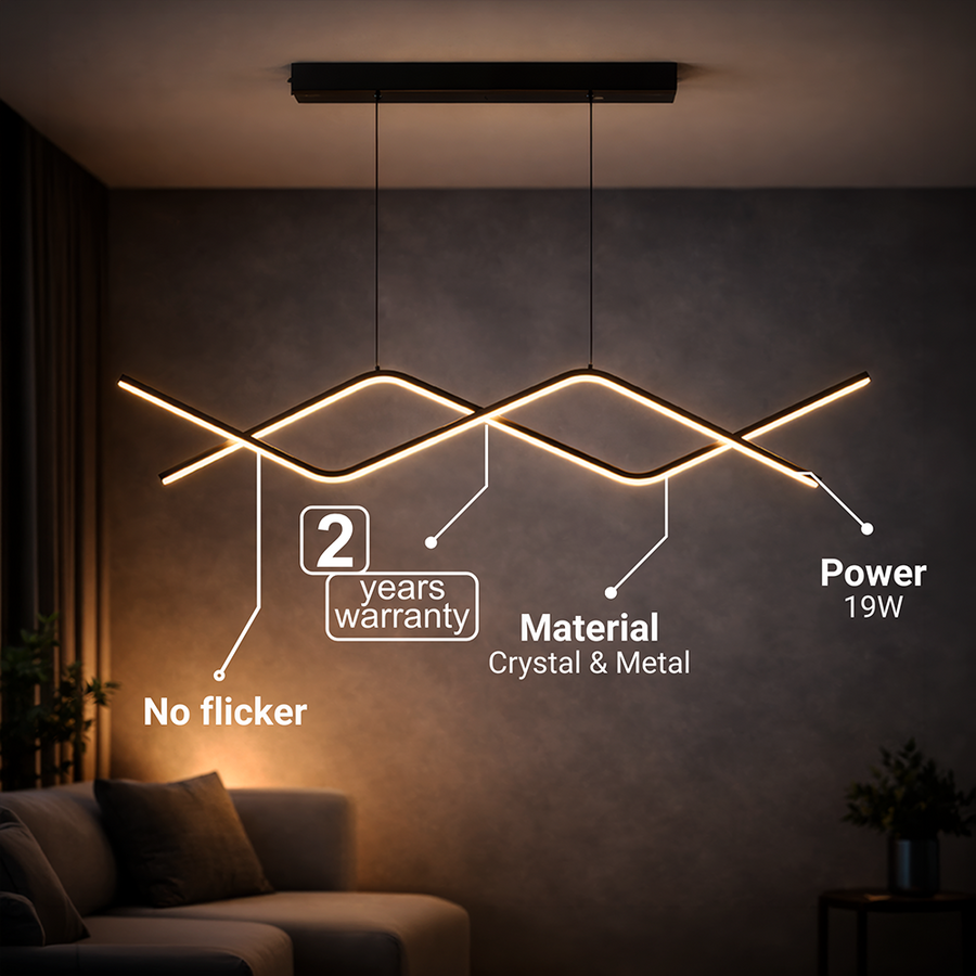 Suspended LED chandelier with remote control ZIGZAG 27W, Cold/Warm/Neutral light, Dimmable, Black, Height Adjustable LED Chandeliers with Remote Control Default Title Alessandro Design