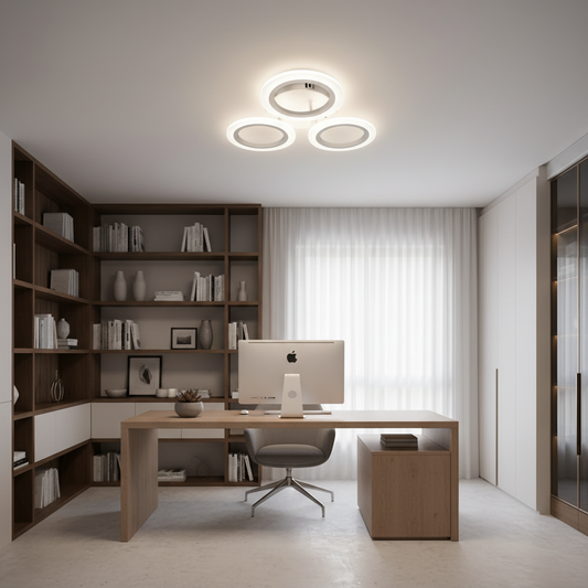 LARGE 27W LED chandelier, 3 Circles, Neutral light, White