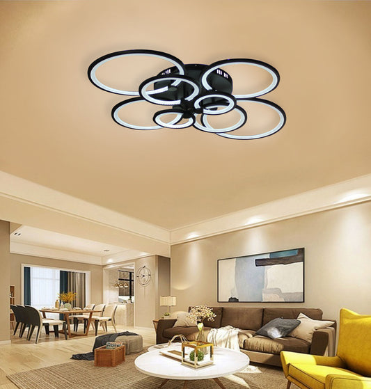 LED chandelier with remote control ALANI 200W, 8 Circles, Cold/Warm/Neutral light, Dimmable, Brown
