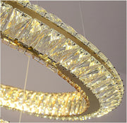 Lustra LED cu Telecomanda, LLC132/300GD, Cristal si Metal, 37W, 2 Cerc, Dimabila, 3000K/4000K/6000K, Iluminat Luxos Lustre LED cu Telecomanda Default Title Alessandro Design