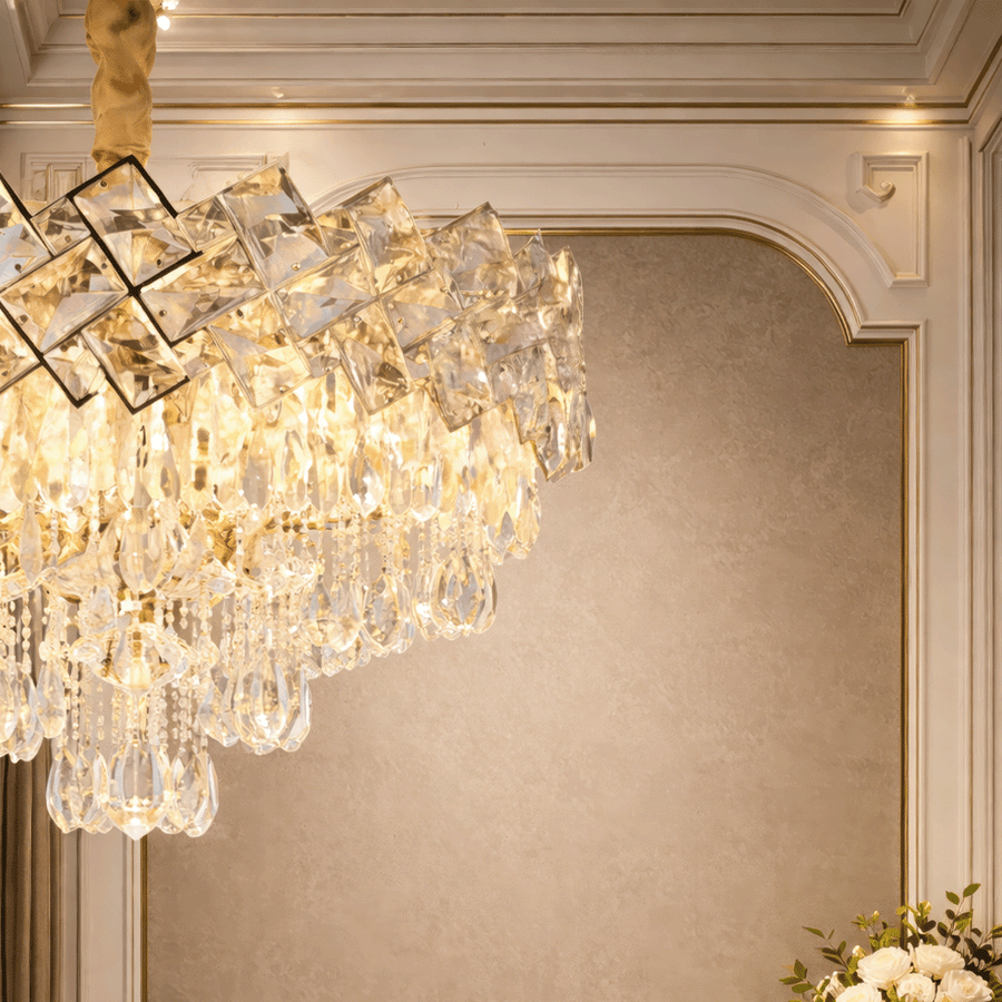 Crystal Chandelier WINDSOR Elegance 8x E14, Diameter 39cm, Shiny Gold, Adjustable Height, Metal and Crystal Crystal Chandeliers Default Title Alessandro Design