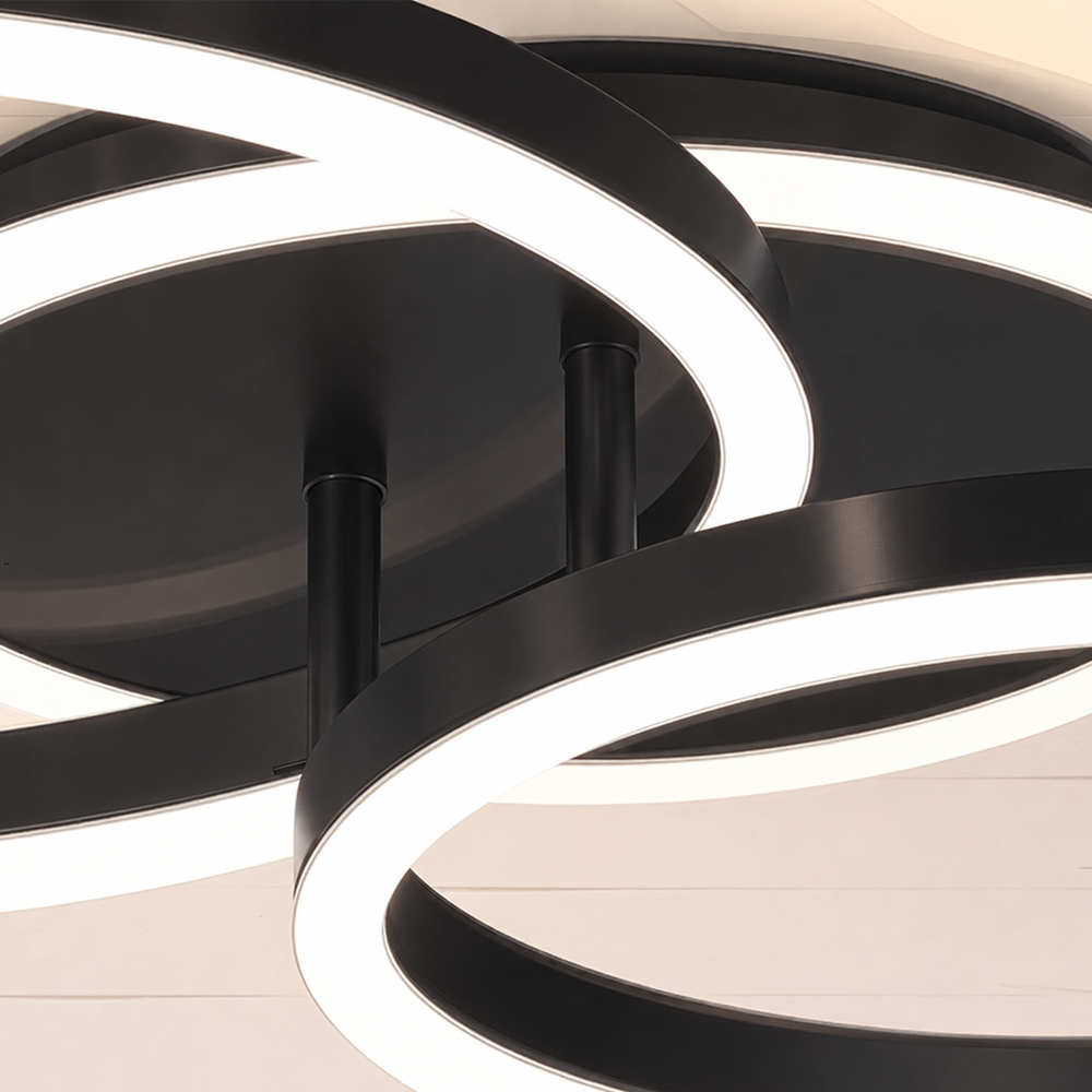 LED Chandelier with remote control RINOVA 66W, 2 Circles, Cold/Warm/Neutral light, Dimmable, Black LED Chandeliers with Remote Control Default Title Alessandro Design