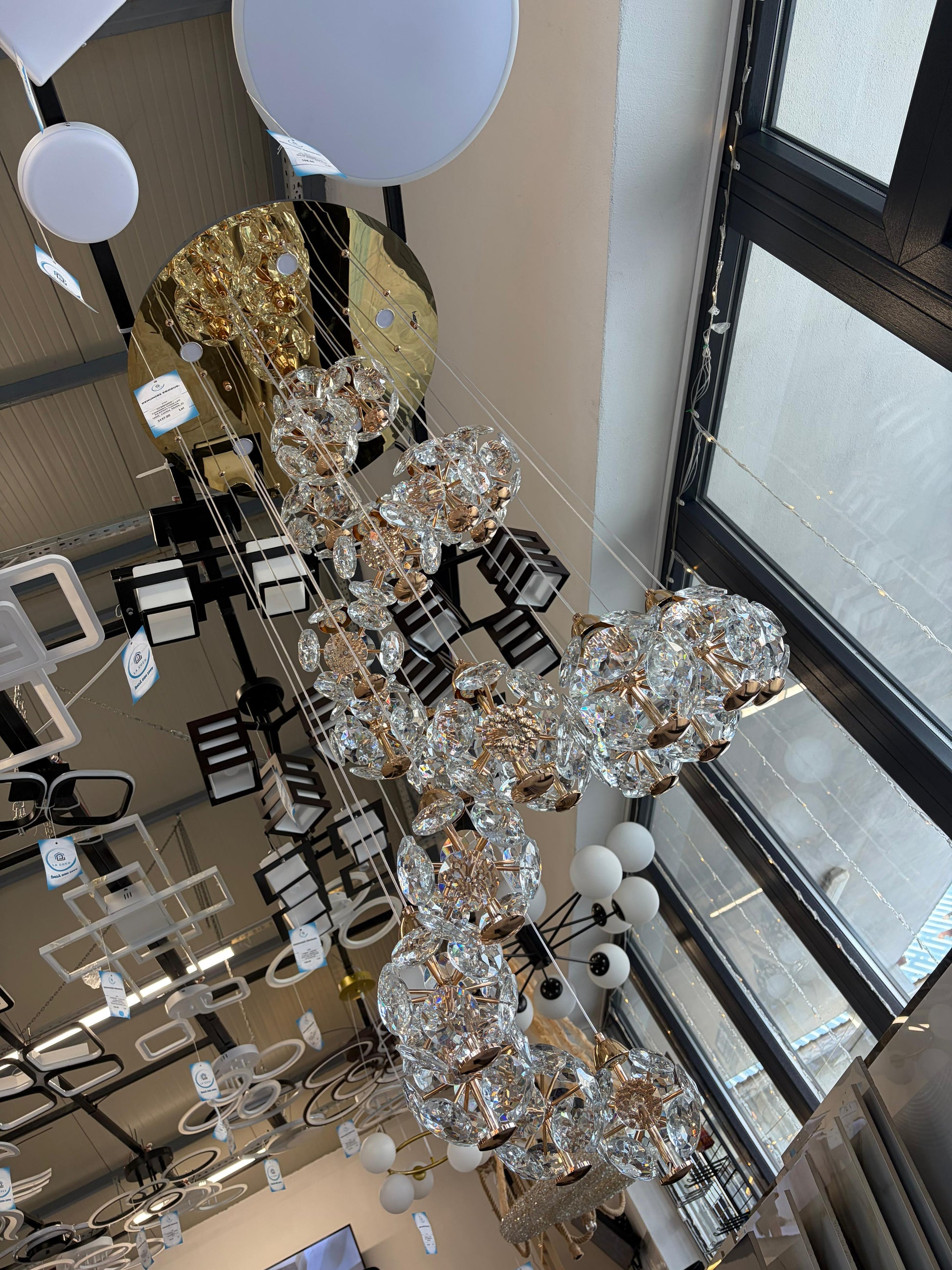 Crystal LED KILKENNY Culmino Chandelier, 144W, Neutral Light, Diameter 60cm, Gold Modern Chandeliers Default Title Alessandro Design