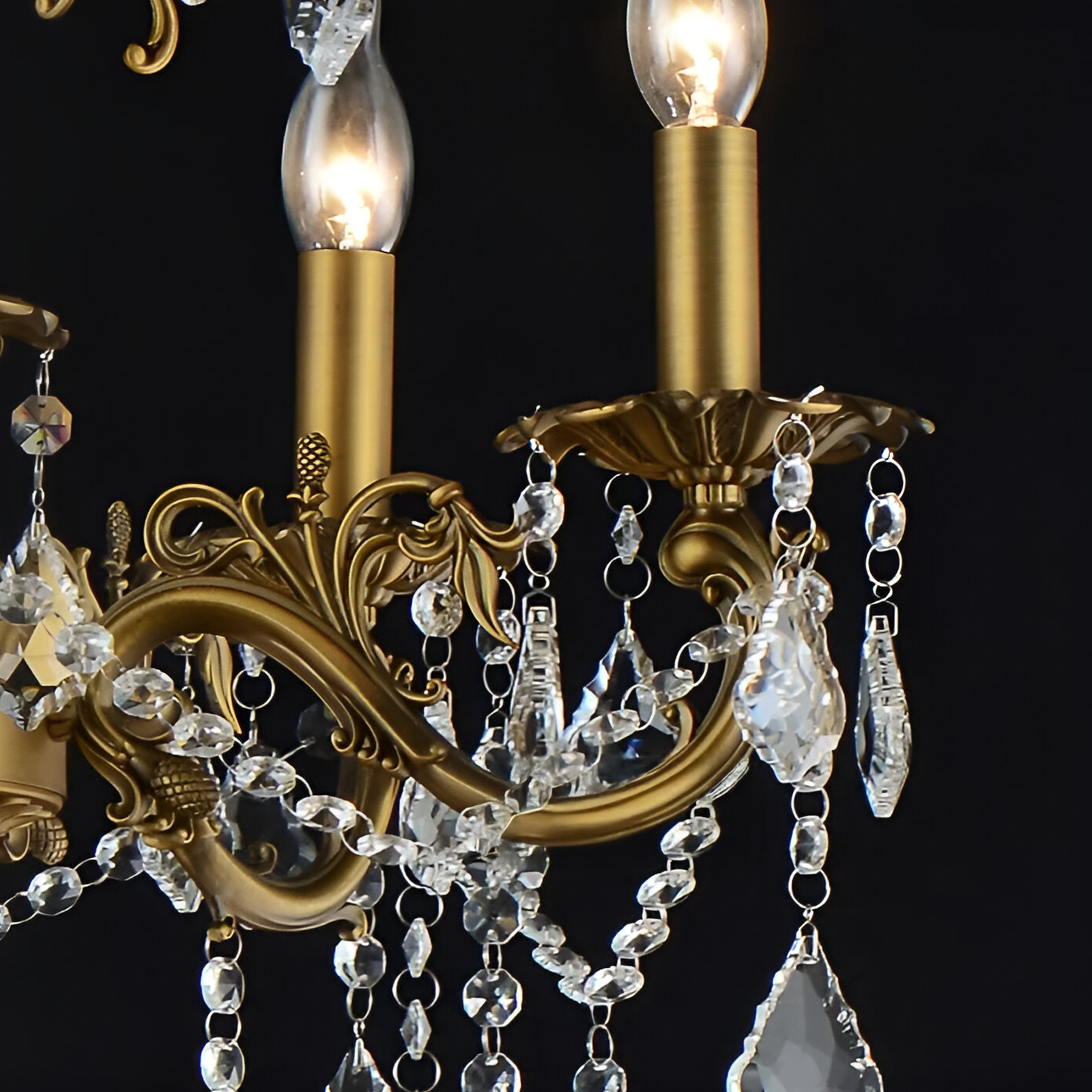 SANSSOUCI Royal Chandelier 12xE14 Metal and Crystal Adjustable Height Antique Brass Classic Chandeliers Default Title Alessandro Design