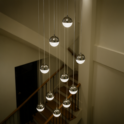 Hanging LED chandelier with remote control JEREMIAS 132W, 10 Elements, Cold/Warm/Neutral light, Dimmable, Silver Modern Chandeliers Default Title Alessandro Design