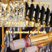 Crystal Chandelier VERSAILLES Eleganza 8x E14, 48 cm, Shiny Gold and Black, Adjustable Height Crystal Chandeliers Default Title Alessandro Design