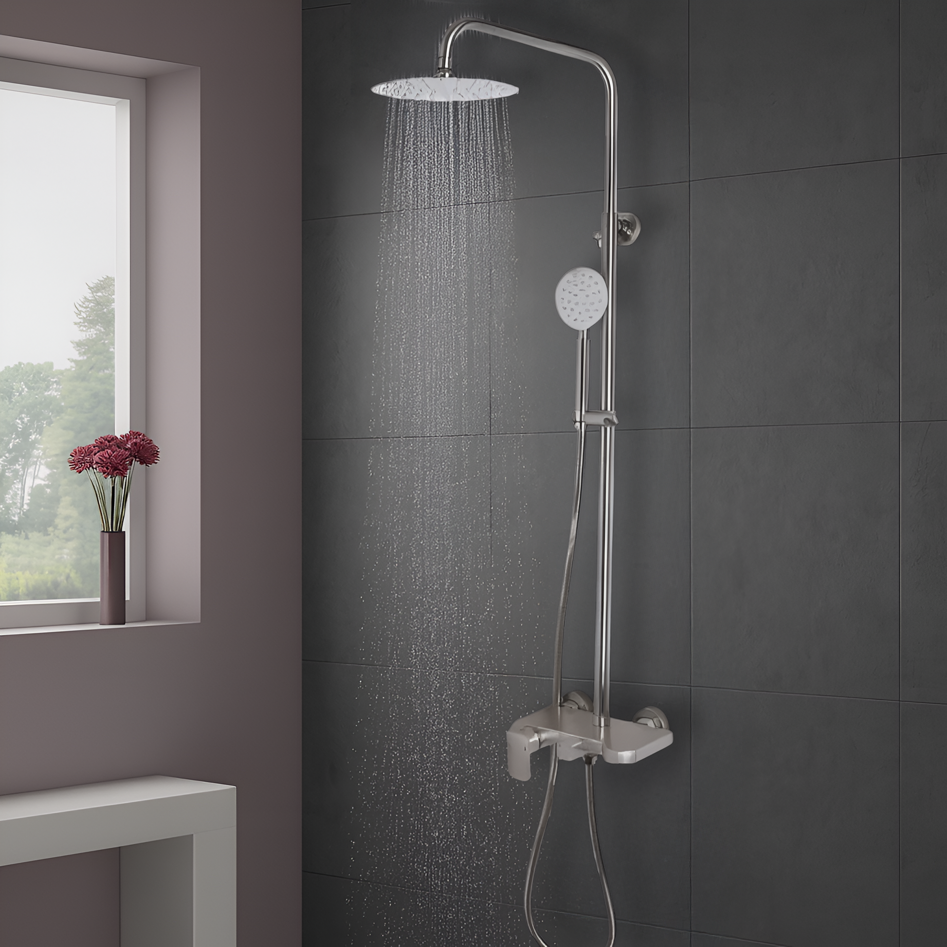 Shower Column, SUS304 Stainless Steel, Satin, N/LY001 Faucets & Shower Columns Default Title Alessandro Design