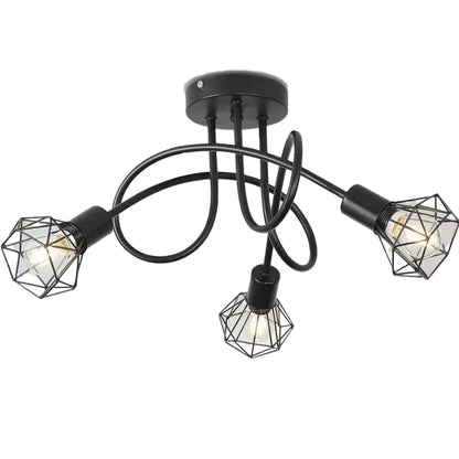 Shion Chandelier 3xE27, Black, Metal, Diameter 50cm Industrial Chandeliers Default Title Alessandro Design