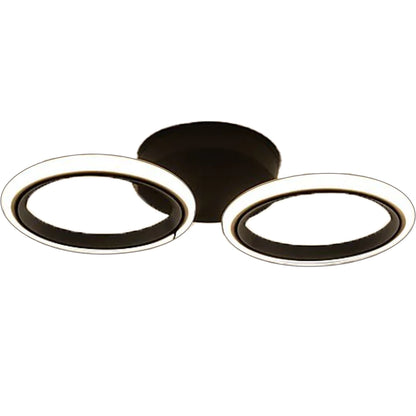 LARGE LED Chandelier 28W, 2 Circles, Cold/Warm/Neutral light, Black
