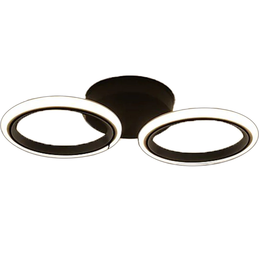 LARGE LED Chandelier 28W, 2 Circles, Cold/Warm/Neutral light, Black