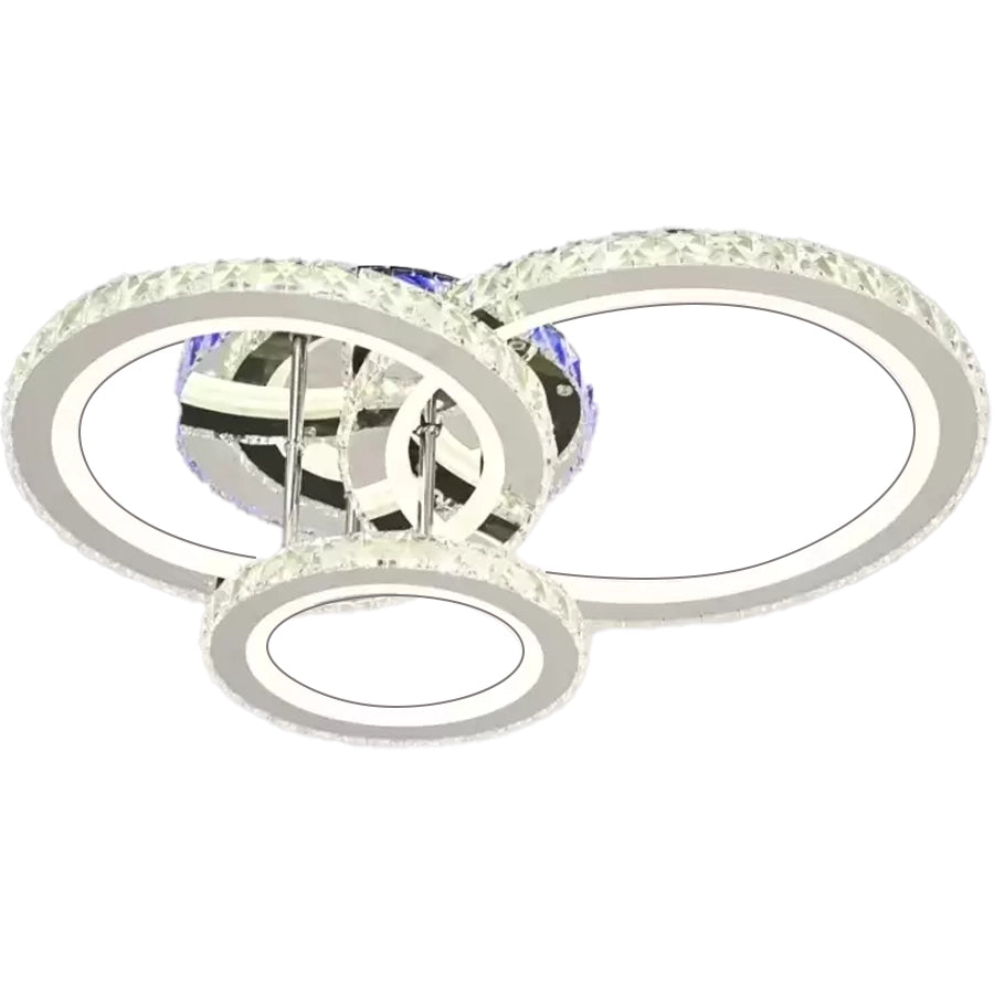 LED chandelier with remote control and crystal NOVA ROTONDA RGB 73W, 3 Circles, Cold/Warm/Neutral light, Dimmable, Shiny Chrome LED Chandeliers & Crystals Default Title Alessandro Design