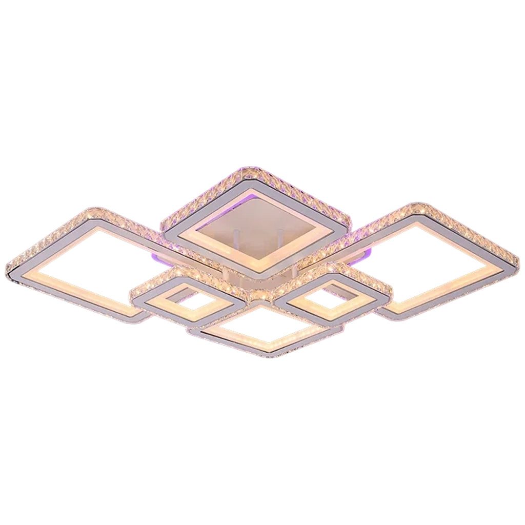 LED chandelier with remote control and crystal QUADRIS RGB 175W, 6 Squares, Cold/Warm/Neutral Light, Dimmable, White LED Chandeliers with Remote Control Default Title Alessandro Design