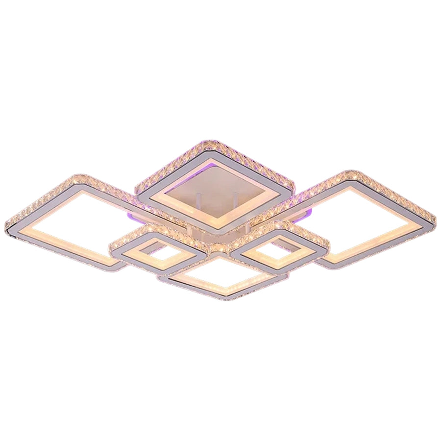LED chandelier with remote control and crystal QUADRIS RGB 175W, 6 Squares, Cold/Warm/Neutral Light, Dimmable, White LED Chandeliers with Remote Control Default Title Alessandro Design
