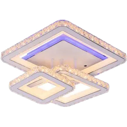LED chandelier with remote control and crystal LEILA 87W, 3 Squares, Cold/Warm/Neutral light, Dimmable, White LED chandelier with remote control Default Title Alessandro Design
