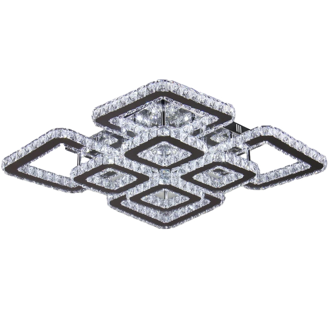 LED chandelier with remote control and crystal QUADRIA SUPREMO RGB 168W, 8 Squares, Cold/Warm/Neutral light, Dimmable, Shiny Chrome LED Chandeliers with Remote Control Default Title Alessandro Design