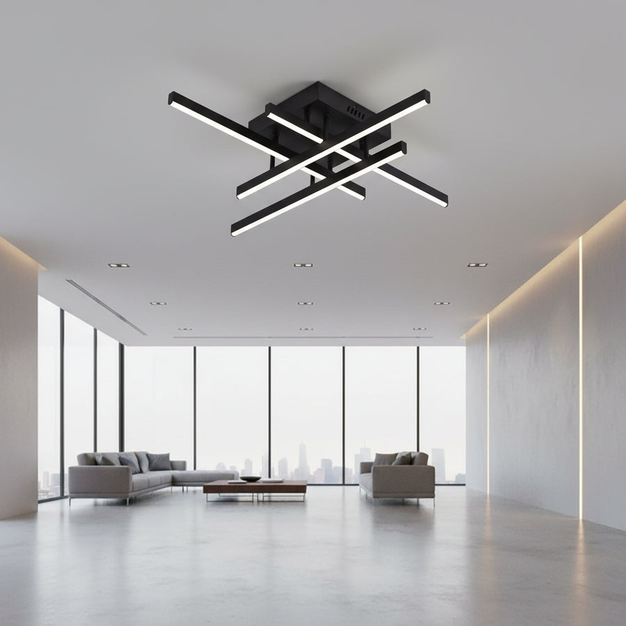 LED Chandelier with Remote Control LINEX, 52W, 4 Elements, Linear, Cold/Warm/Neutral light, Dimmable, Black LED Chandeliers with Remote Control Default Title Alessandro Design