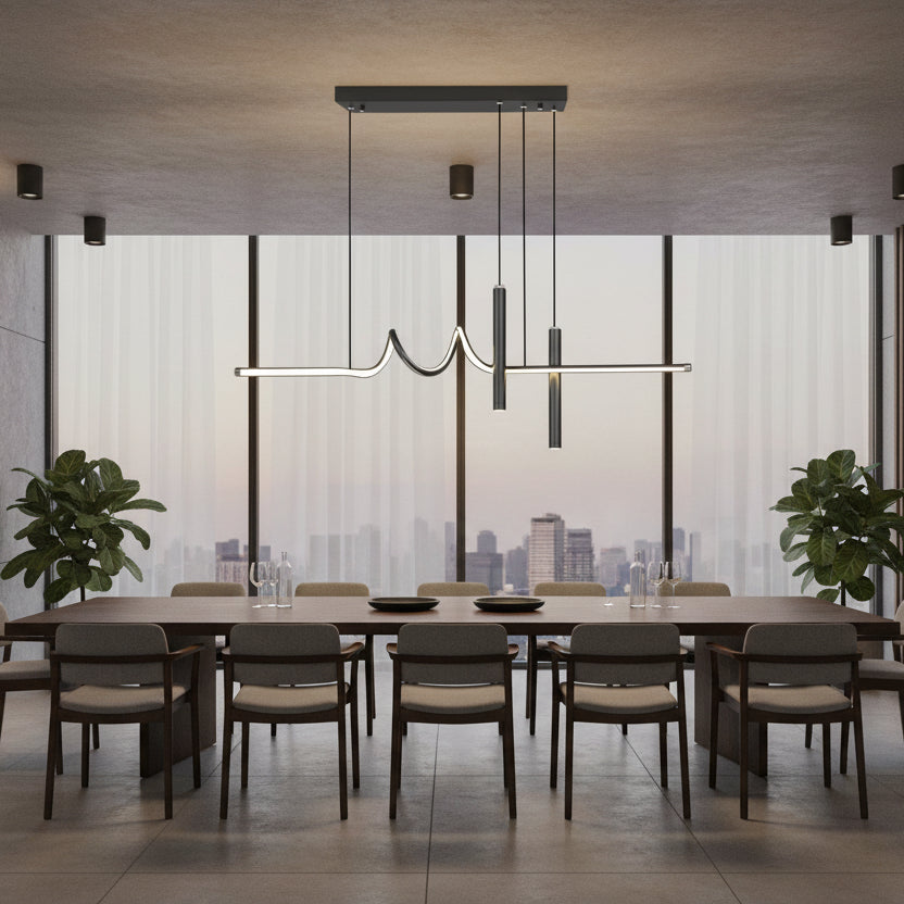 Suspended LED chandelier with remote control DANNA 36W, Cold/Warm/Neutral light, Dimmable, Black, Height Adjustable LED Chandeliers with Remote Control Default Title Alessandro Design