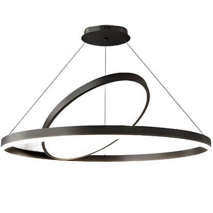 LED Suspended Chandelier PAGANO 47W, 3000K, 2 Circles, Black, Adjustable Height Modern Chandeliers Default Title Alessandro Design