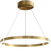 Suspended LED Chandelier, ANINA, 34W, 1 Circle, Diameter 50cm, Cold/Warm/Neutral Light 3000K/4000K/6000K, Dimmable, Shiny Gold White, Adjustable Height, Metal and Acrylic LED Chandeliers with Remote Control Default Title Alessandro Design