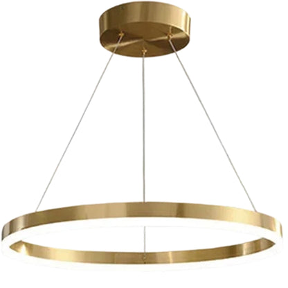 Suspended LED Chandelier, ANINA, 34W, 1 Circle, Diameter 50cm, Cold/Warm/Neutral Light 3000K/4000K/6000K, Dimmable, Shiny Gold White, Adjustable Height, Metal and Acrylic LED Chandeliers with Remote Control Default Title Alessandro Design