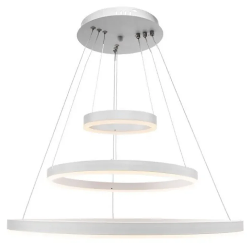 Suspended LED chandelier with remote control SERENA 85W, 60cm, 3 Circles, Cold/Warm/Neutral light, Dimmable, White, Height Adjustable LED Chandelier with Remote Control Default Title Alessandro Design