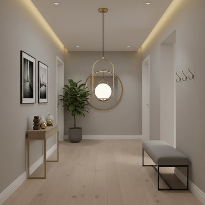 LOFT Gallery Modern Chandelier, 1x E27, White Gold, Metal, Adjustable Height