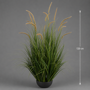 Planta Artificială Iarbă Ornamentală Tip Coadă de Pisică, 120cm, 17 tulpini, Iarbă curbată și Spice, Verde Tomnal, Fara Ghiveci