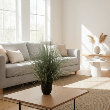 Planta Artificială Iarbă Ornamentală Tip Fântână, 110cm, Verde si Alb, Fara Ghiveci