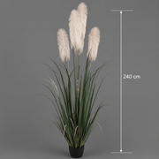 Planta Artificială Iarbă Ornamentală, 240cm, cu 5 fire, Stuf si Iarba, Verde si Gri, Fara Ghiveci