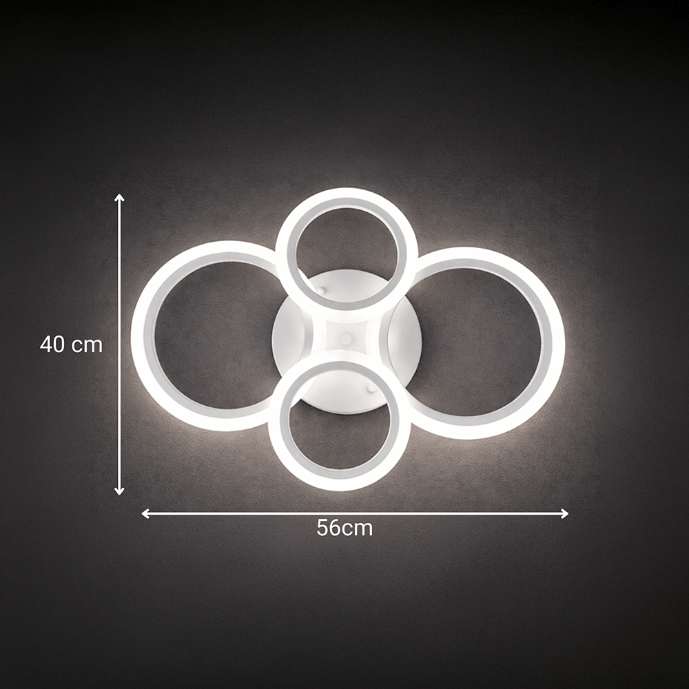 LED chandelier with remote control BETTY 43W, 4 Circles, Cold/Warm/Neutral light, Dimmable, White LED chandelier with remote control Default Title Alessandro Design
