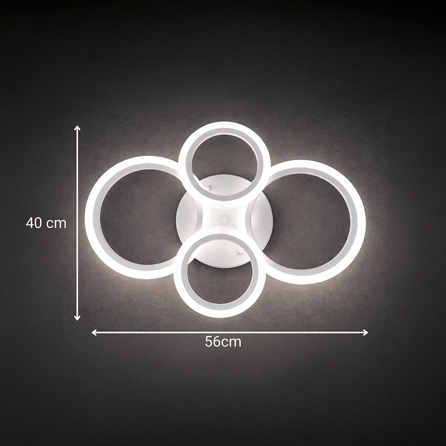 LED chandelier with remote control BETTY 43W, 4 Circles, Cold/Warm/Neutral light, Dimmable, White LED chandelier with remote control Default Title Alessandro Design