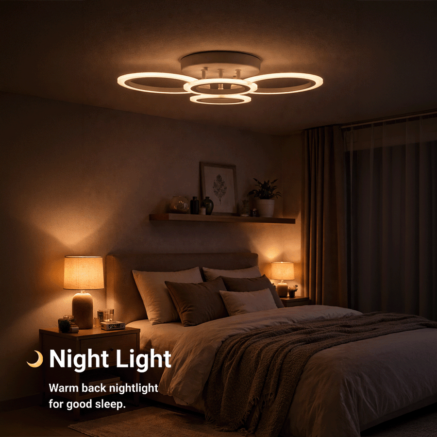LED chandelier with remote control BETTY 43W, 4 Circles, Cold/Warm/Neutral light, Dimmable, White LED chandelier with remote control Default Title Alessandro Design