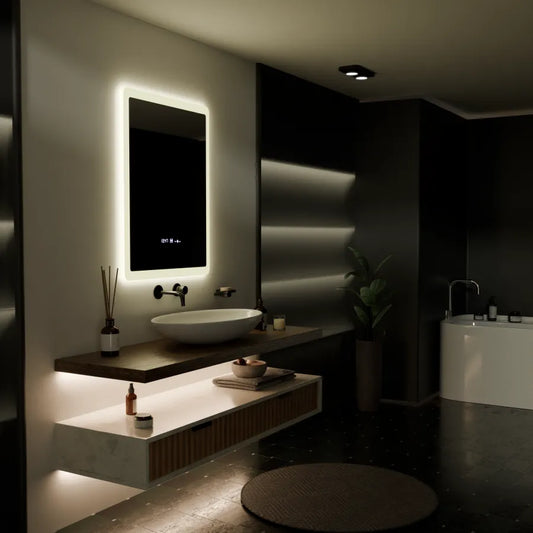 Rectangular LED mirror, 60x80cm, ELANCEE MotionGlow Marcello sensor, De-fogging system, Clock & Thermometer, Dimable Mirrors Marcello Default Title Alessandro Design