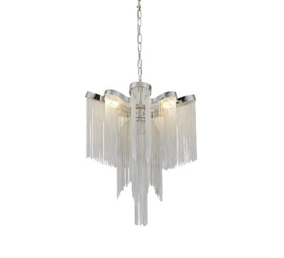 Chandelier B8000/4CH, 4xE14, Diameter 43 cm, Height 68 cm, IP20, Silver, Iron, Aluminum, Bulbs Not Included