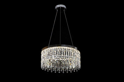LED Chandelier CC41003/500CH, Diameter 50 cm, Height 120 cm, IP20, Cold/Neutral/Warm Light, Dimmable, Silver, Crystal, Steel