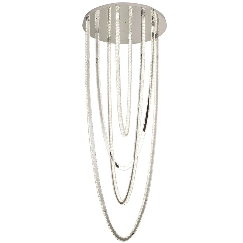 Candelabru LED cu Telecomanda, VEIL, Diametru 80 cm, Inaltime 200 cm, Lumina Rece/Neutra/Calda, Dimabila, Argintiu, Cristal, Metal Lustre LED cu Telecomanda Default Title Alessandro Design