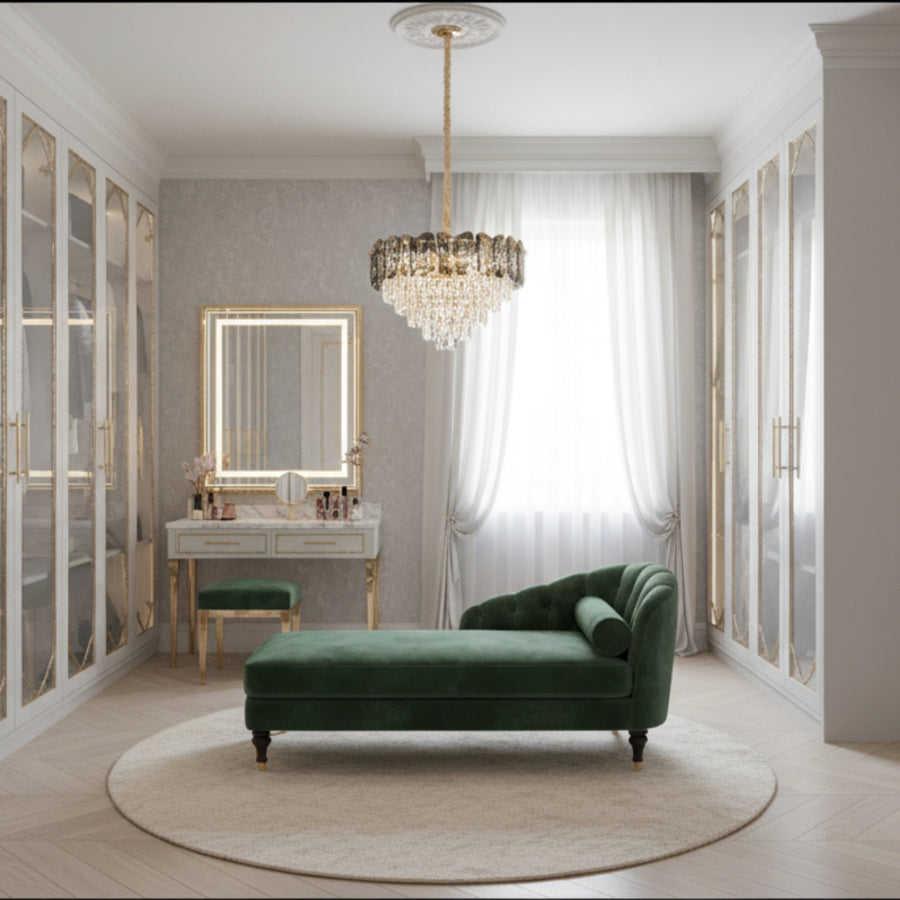 Candelabru Cristal AURUM Petito 3xE14, Diametru 30cm, Inaltime 28cm, Auriu Lucios, Inaltime Reglabila, Design Elegant