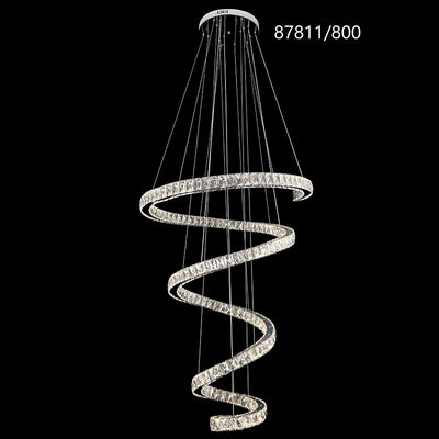 LED Chandelier CC87811/800CH, Diameter 80 cm, Height 150 cm, IP20, Cold/Neutral/Warm Light, Dimmable, Silver, Crystal, Steel