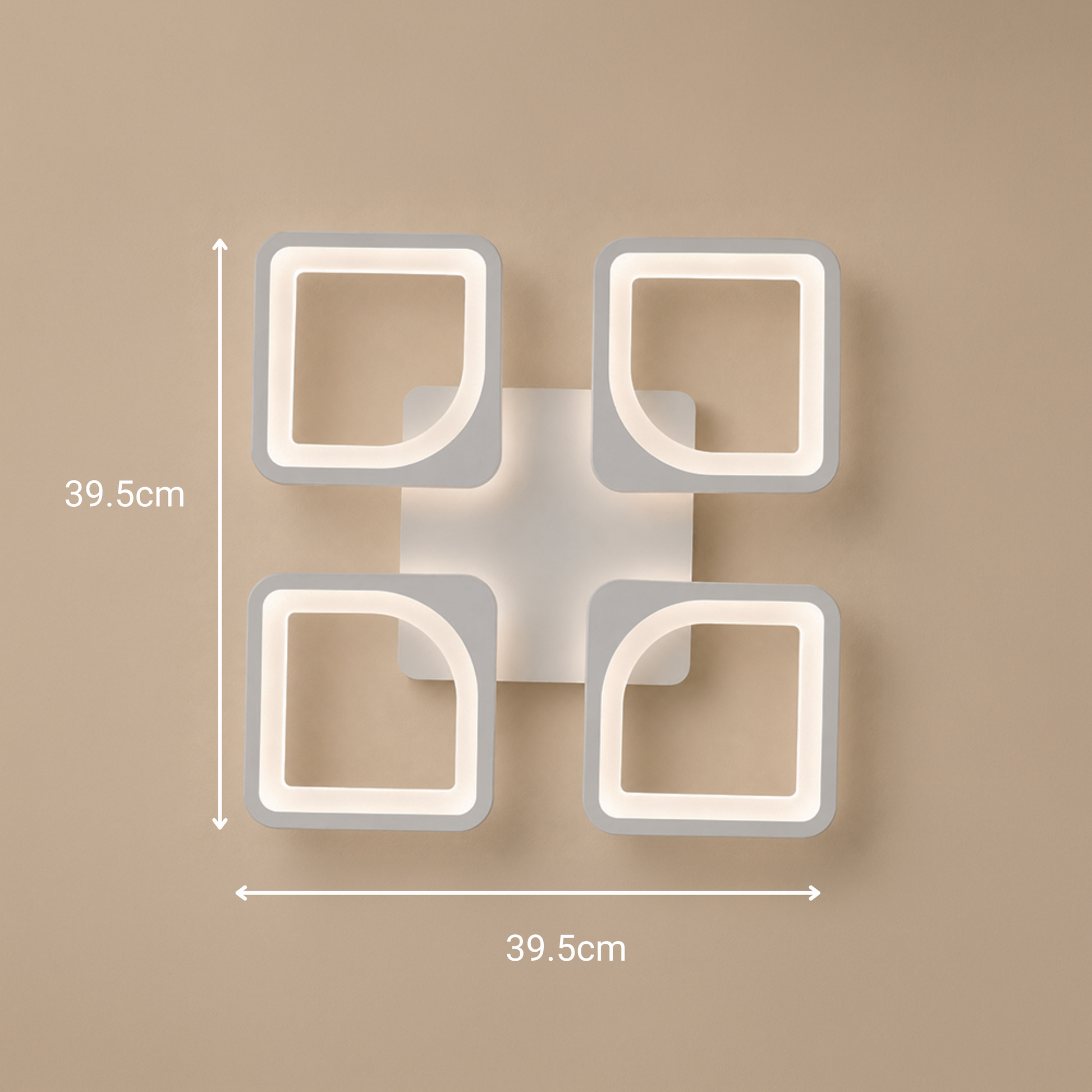 LED chandelier with remote control ZOE 53W, 4 Squares, Cold/Warm/Neutral light, Dimmable, White LED chandelier with remote control Default Title Alessandro Design