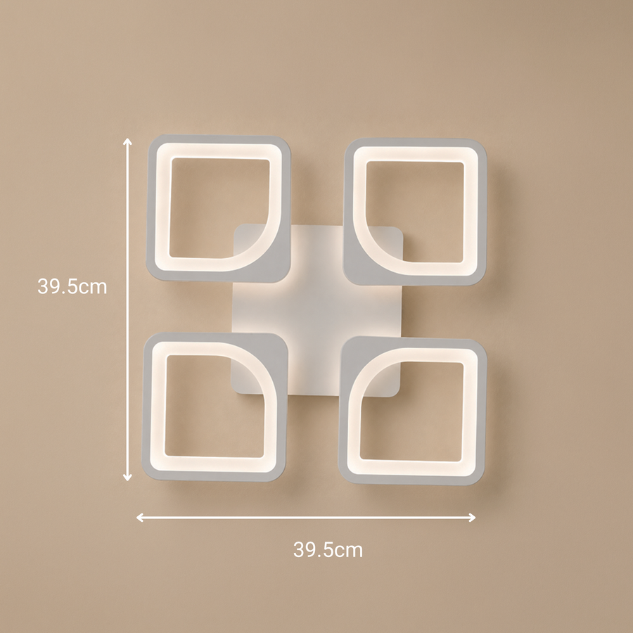 LED chandelier with remote control ZOE 53W, 4 Squares, Cold/Warm/Neutral light, Dimmable, White LED chandelier with remote control Default Title Alessandro Design
