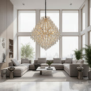 Candelabru Cristal KONIG Regalis, 15xE14, D80 cm, Auriu, Inaltime Reglabila, Metal si Cristal