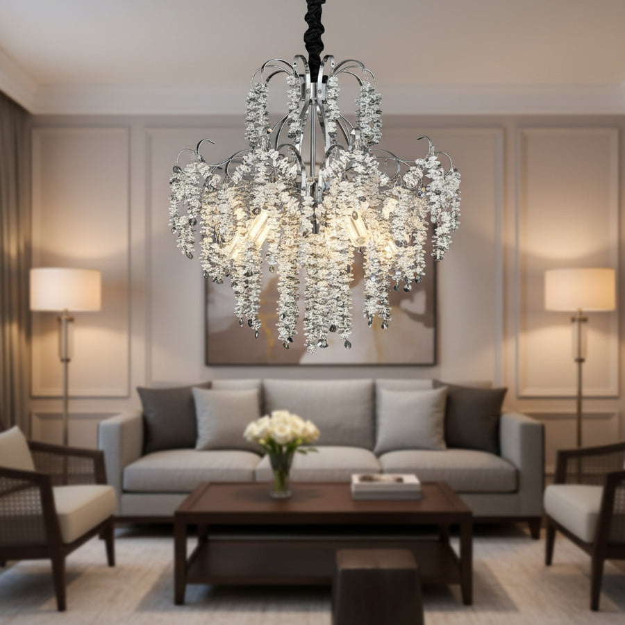 Crystal Chandelier CC9311/5CH, 5x E14, Diameter 50cm, Chrome