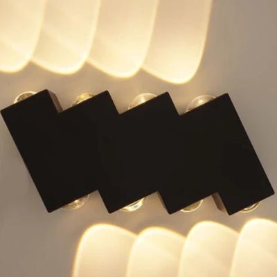 Outdoor and Indoor LED wall light, 4 Sources x 1W, IP65, ABS, Black, 3000K