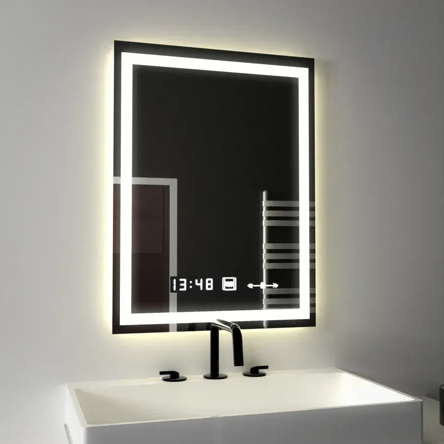 Rectangular LED Mirror, 45x60cm, Verite MotionGlow Marcello, De-fogging System, Clock & Thermometer, Dimable Marcello Mirrors Default Title Alessandro Design