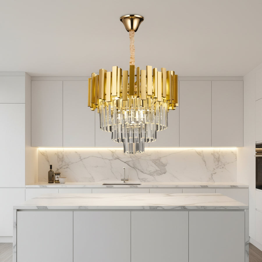 BLOIS Nobile Chandelier, Diameter 40cm, 5x E14 Gold, Adjustable Height